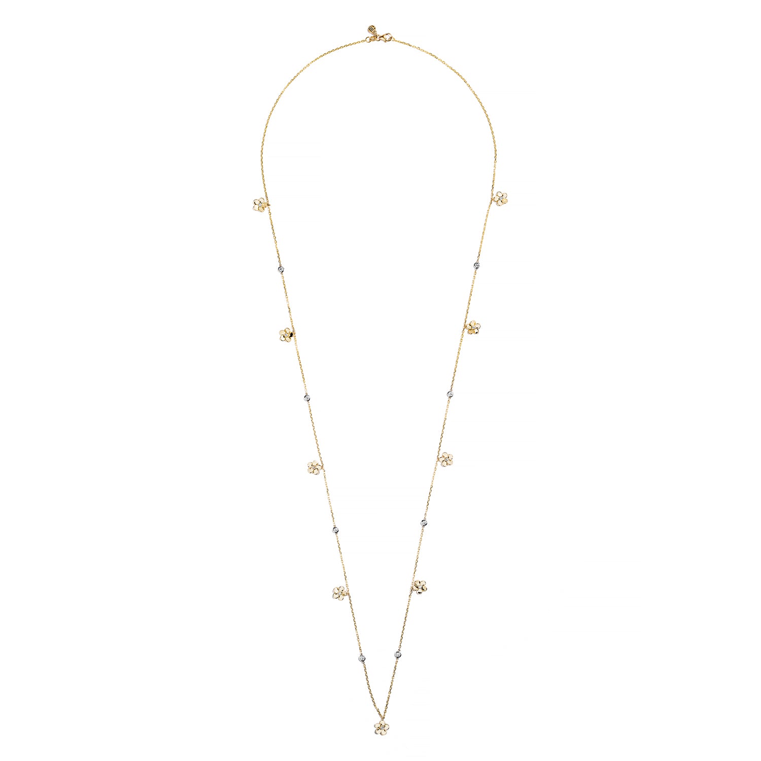 Sabel Collection 18K Yellow and White Gold Diamond Flower Station Necklace